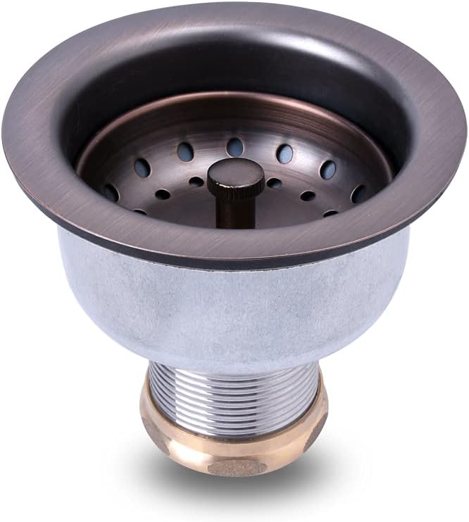 Venetian Gold Finish Kitchen Sink Drain Assembly with Fixed Post Basket A98410