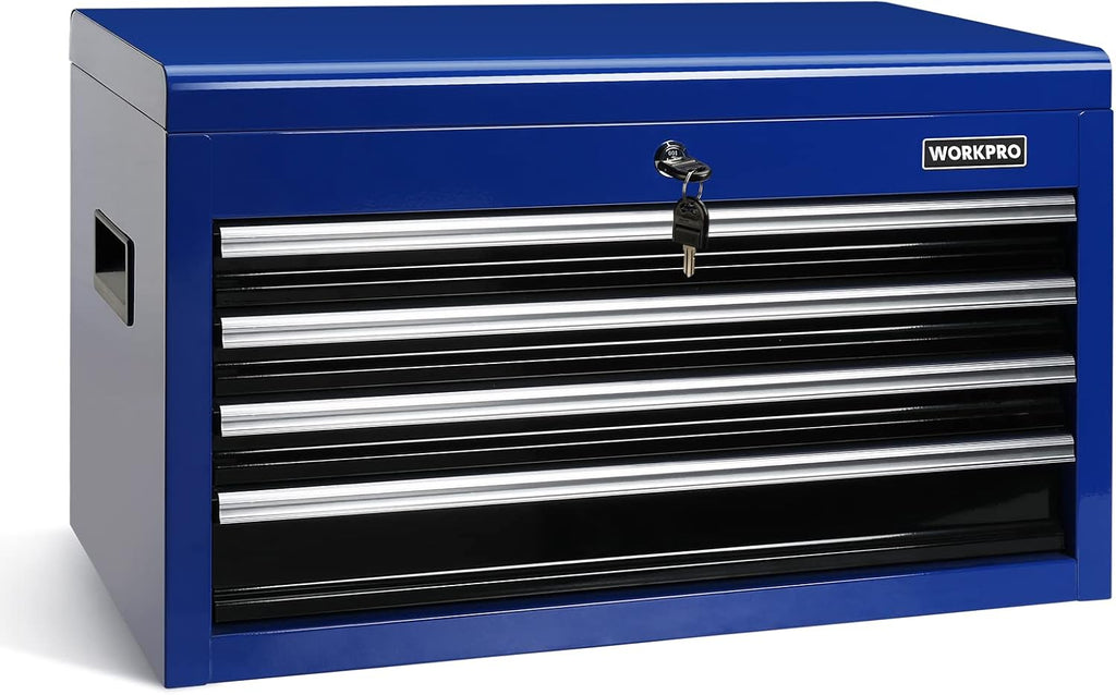 4-Drawer Metal Tool Storage Cabinet with Tray, Locking System, Drawer Liner X4439