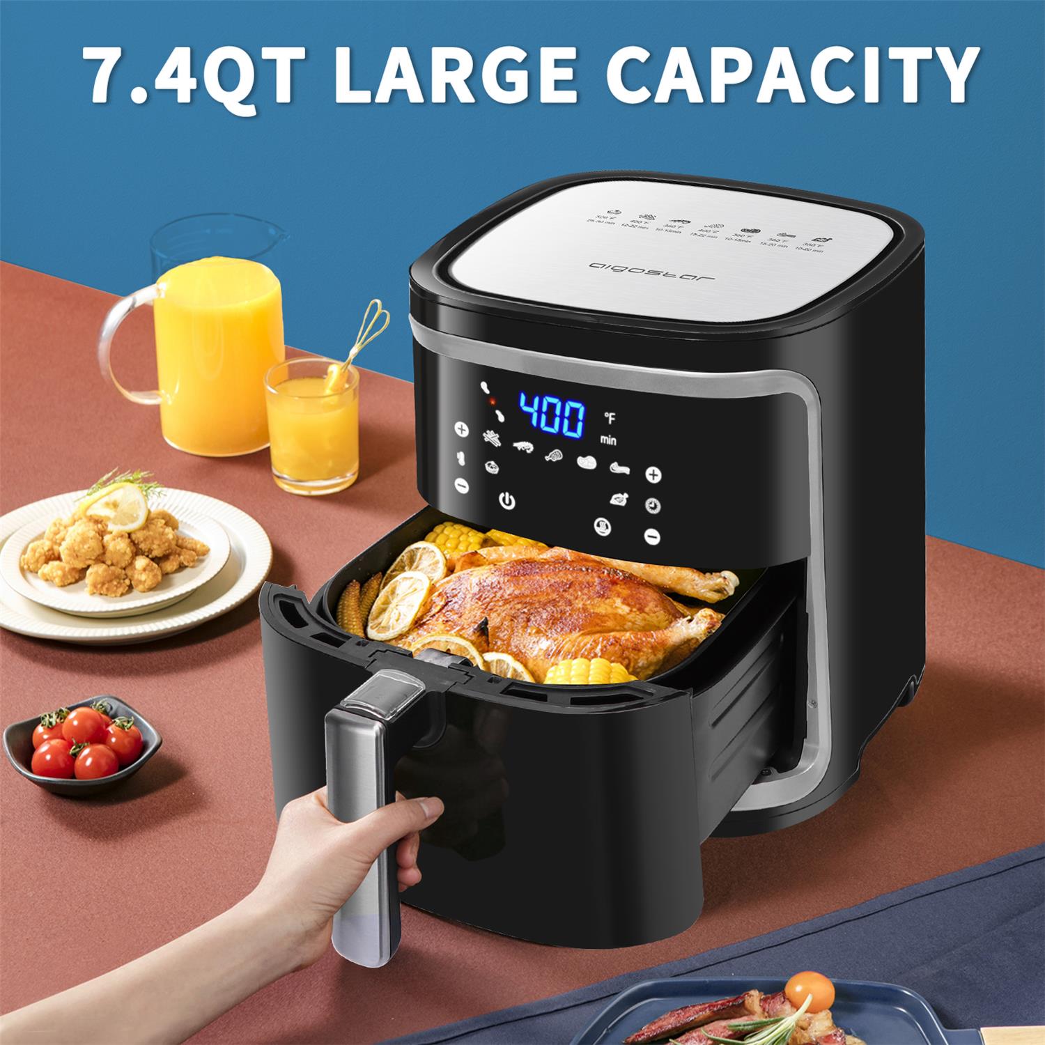 12-in-1 Smart WiFi Air Fryer 7.4 QT, Black F10244