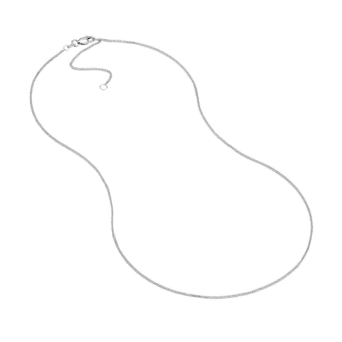 14K White Gold 18" 1.15mm Adjustable Square Wheat Chain Necklace L620