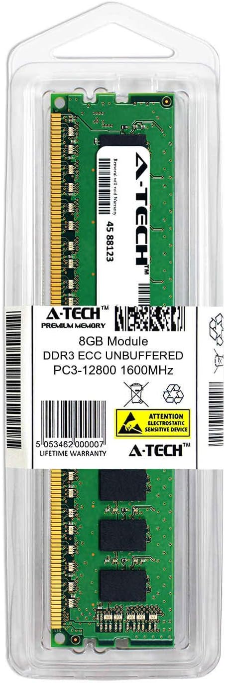 8GB DDR3/DDR3L 1600MHz PC3-12800 ECC Unbuffered UDIMM RAM Stick Pack of 2 B438