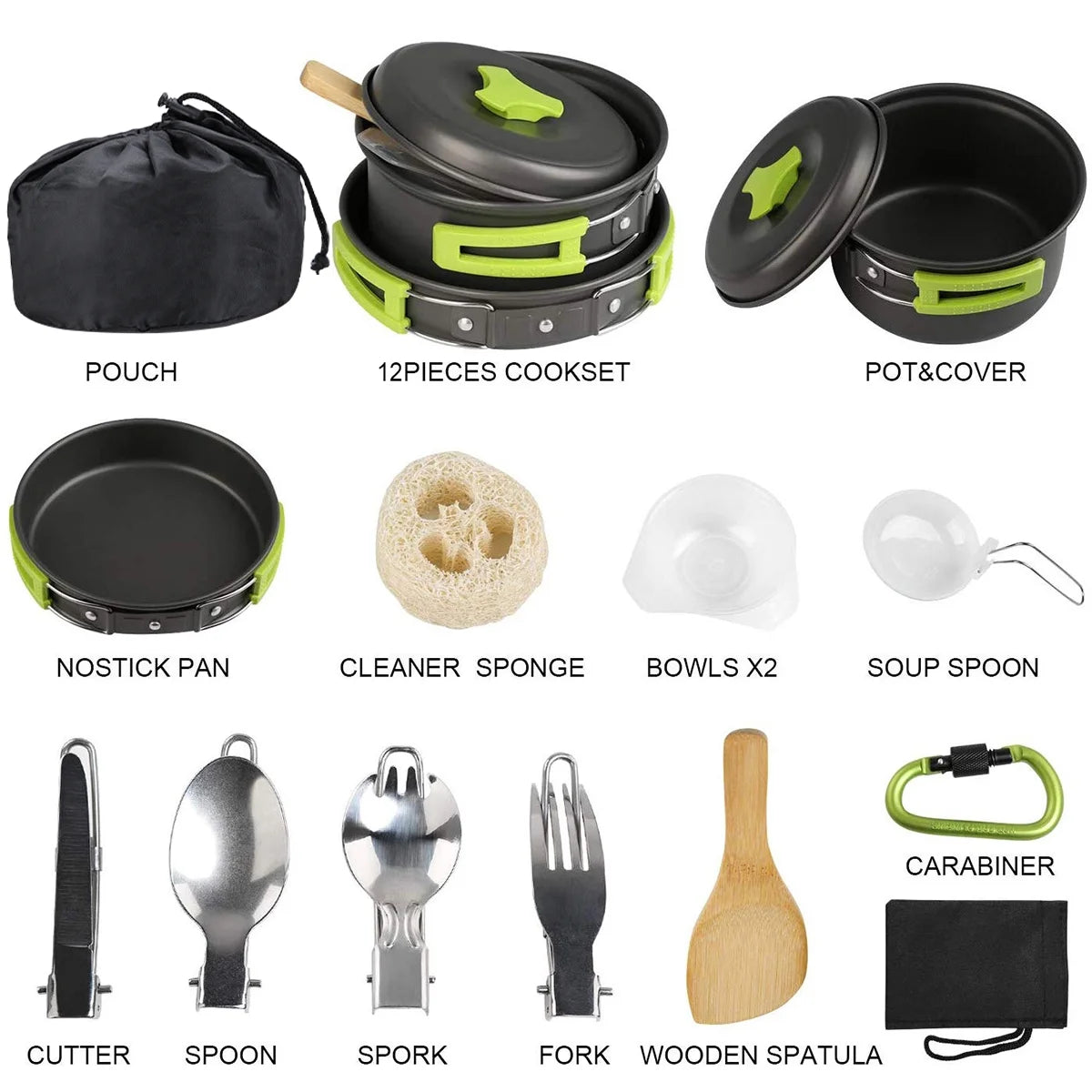 15 Pcs Non Stick Camping Cookware Set O55967