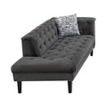 Dark Gray Velvet Tufted Chaise With 1 Accent Pillow P9921