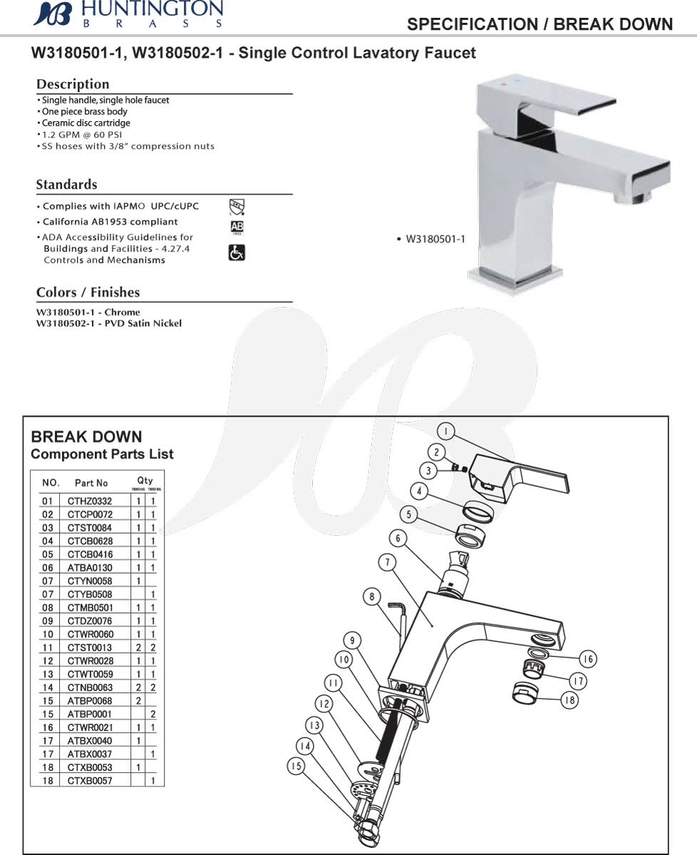Single Hole Lavatory Faucet F126