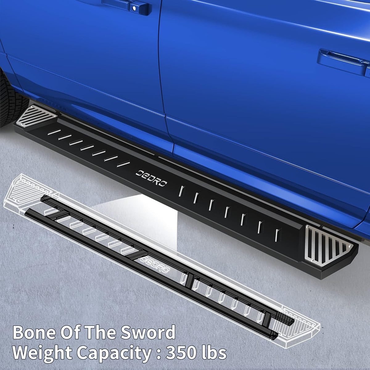 Textured Black Steel Running Boards Side Step Rails N489