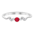 Ruby Promise Ring with Diamond, 925 Sterling Silver Y720227