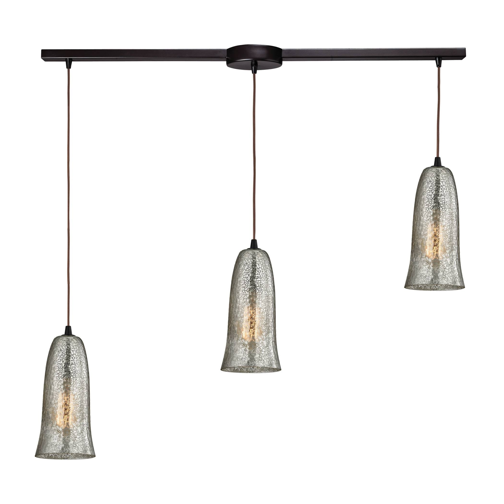 Hammered Glass 3 Light Pendant in Oil Rubbed Bronze S872552