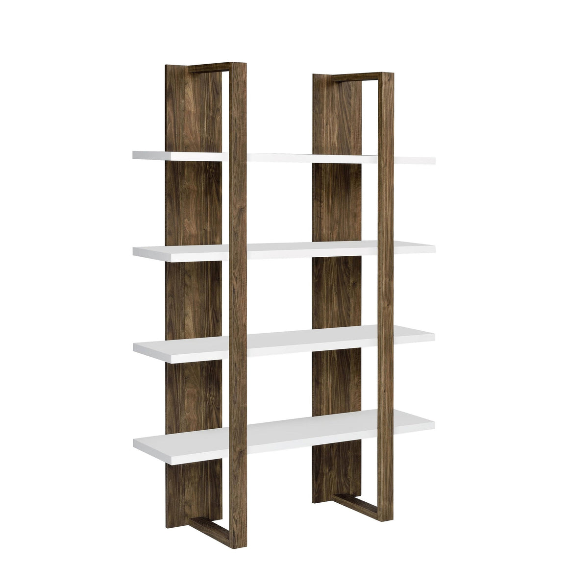 Aged Walnut/White 4-Shelf Bookcase N365