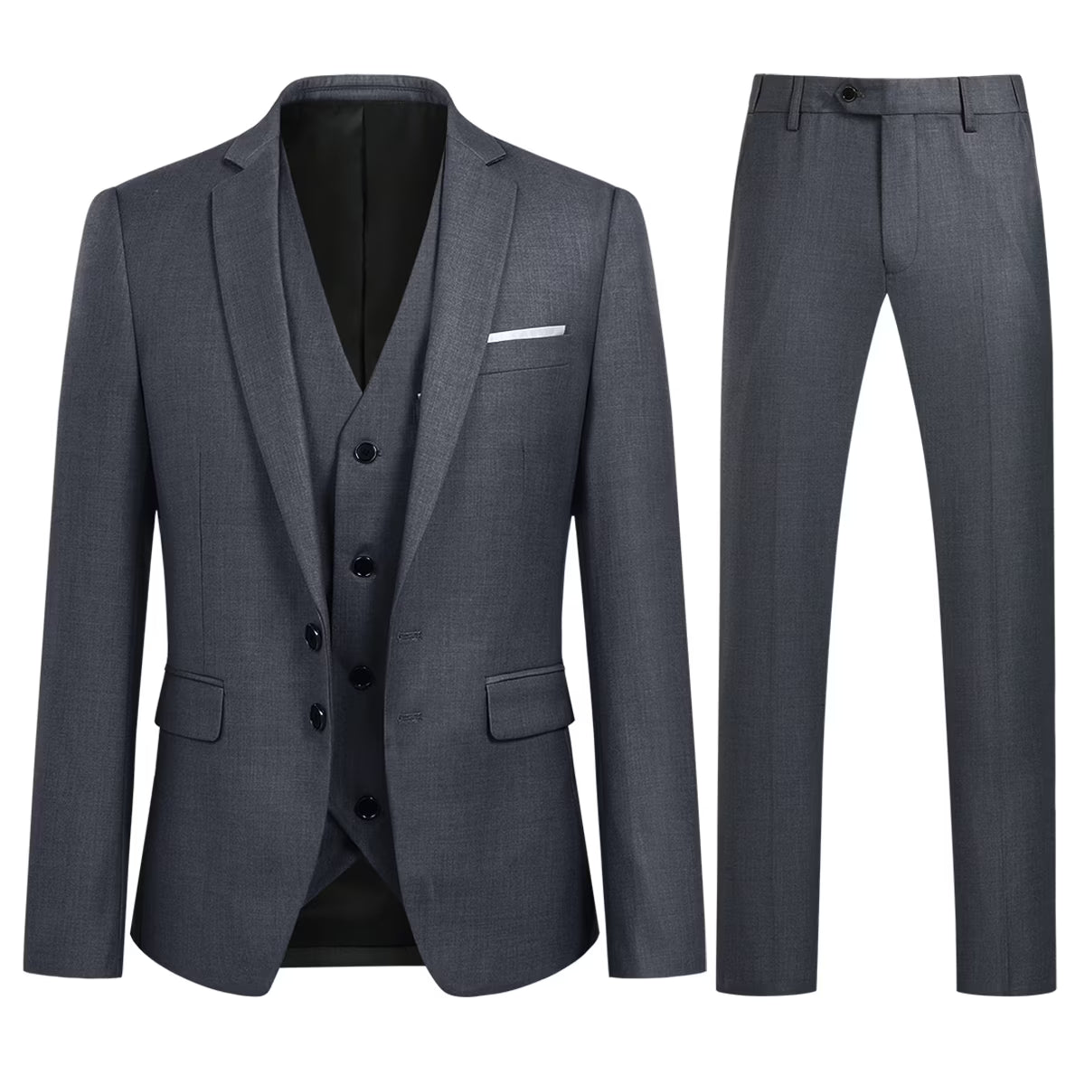 Mens Slim Fit 3 Piece Suit Blazer Waistcoat Trousers Y3087