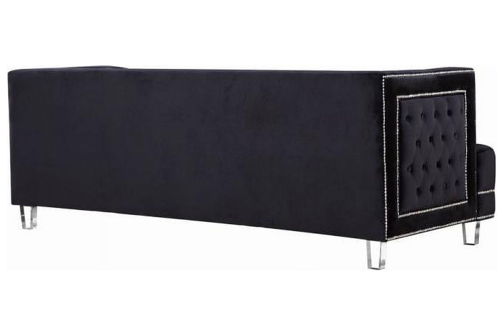Black Velvet Fabric Acrylic Legs Set 2Pcs X6737
