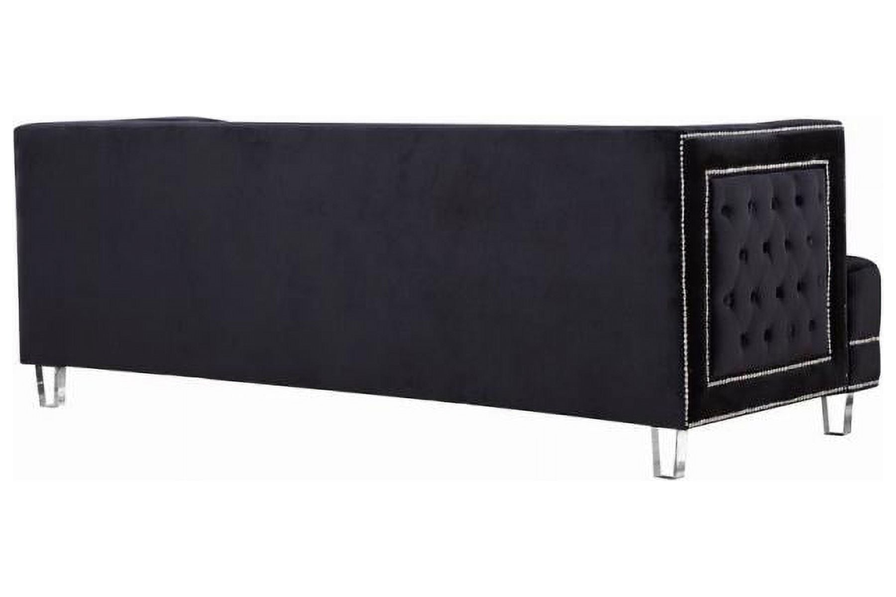 Black Velvet Fabric Acrylic Legs Set 2Pcs X6737