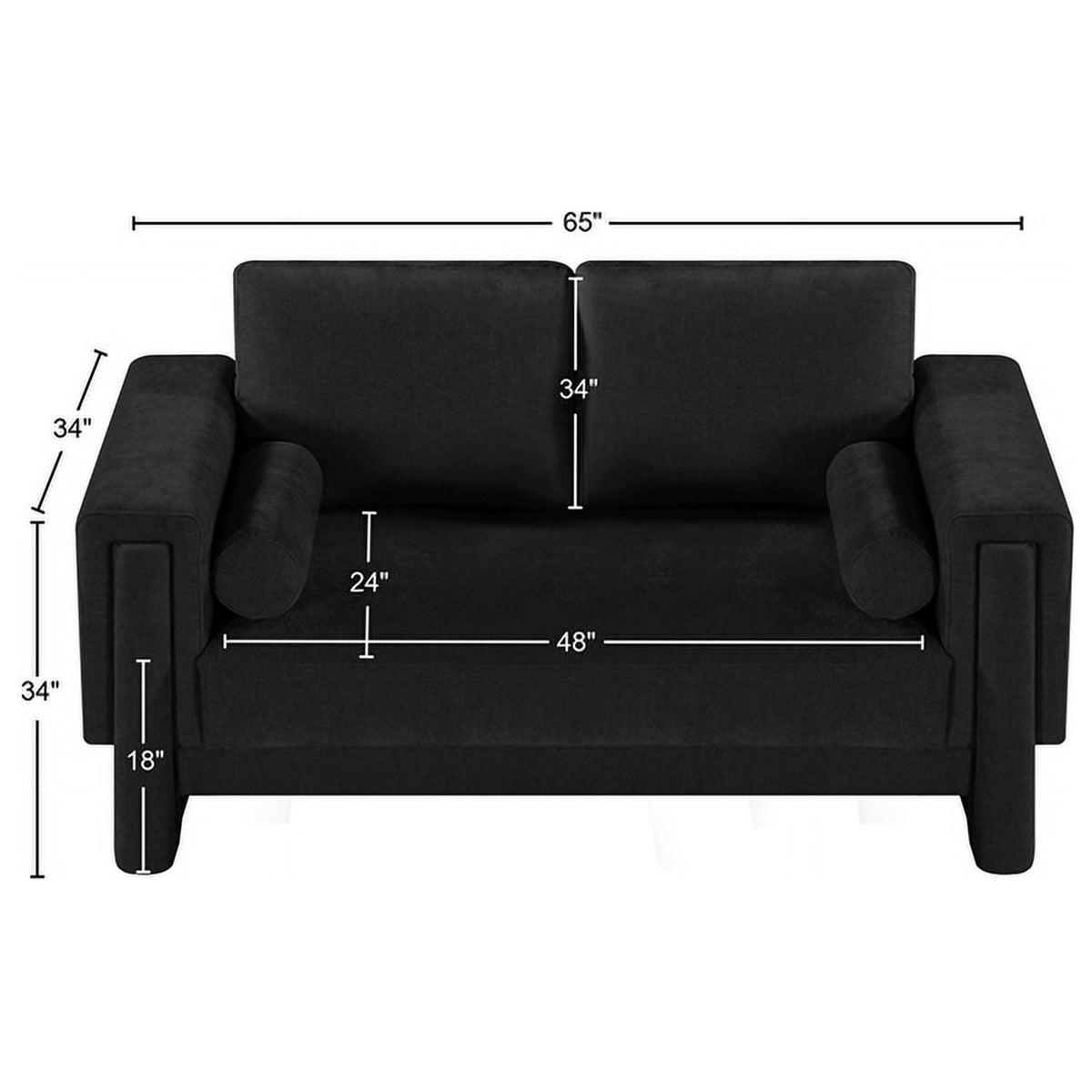 Black Chenille Fabric Loveseat M73806