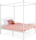 White 4-Post Metal Twin Bed Frame D2670