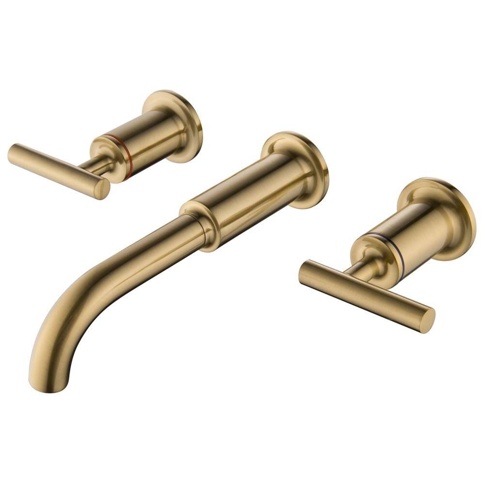 Brushed Gold 2-Handle Wall-Mount Bathroom Sink Faucet U71423