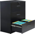 Black 3 Drawer Metal Lateral File Cabinet C907