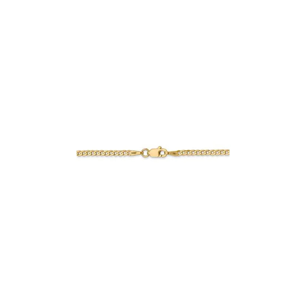 14kt Yellow Gold 2.2mm Flat Beveled Curb Chain 16 inch Lobster Clasp U419