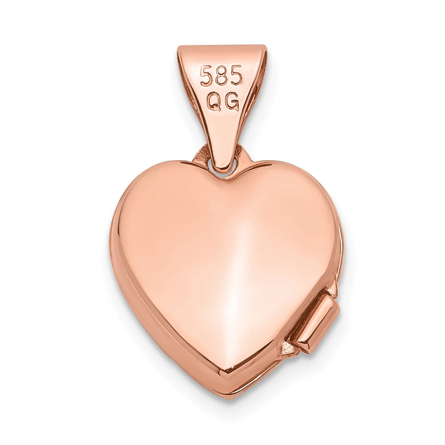 14K Rose Gold 10 mm Plain Heart Locket Pendant M656006