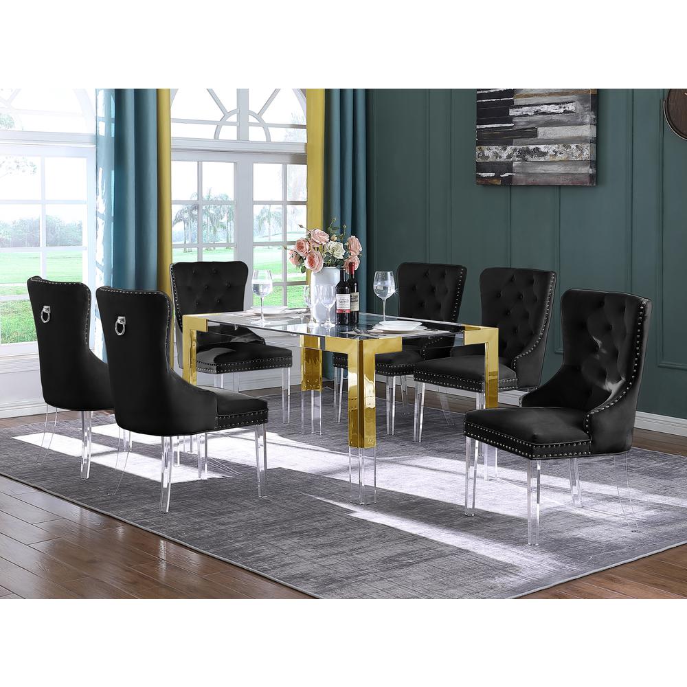 Black Tufted Velvet Dining Chairs (Set of 2) S21304