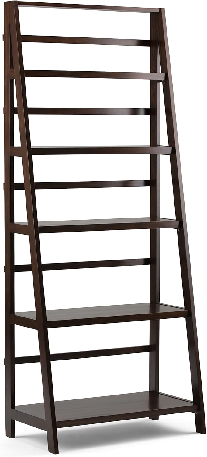 White 5 Shelves Solid Wood Bookcase G516