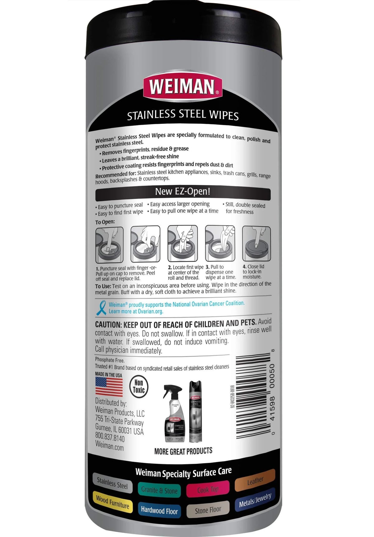Stainless Steel Cleaner Wipes, 2 Pack, Fingerprint Resistant U117