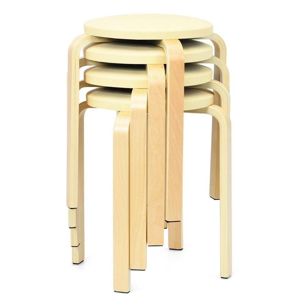 Beige Bentwood Round Stool Set of 4 U909624