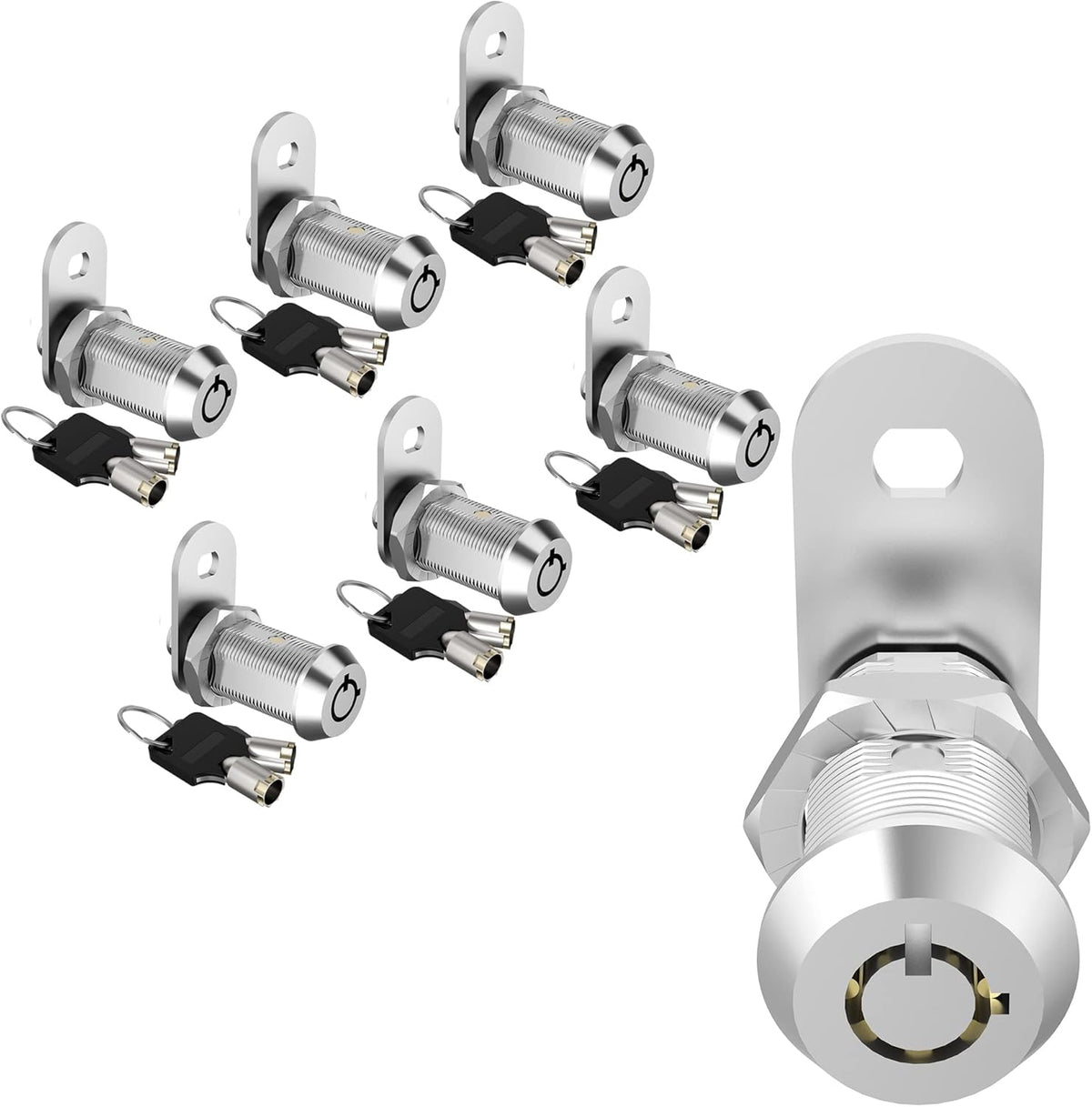 6 Pack 1-1/8 Zinc Alloy Cabinet Cam Locks with Keys X957176