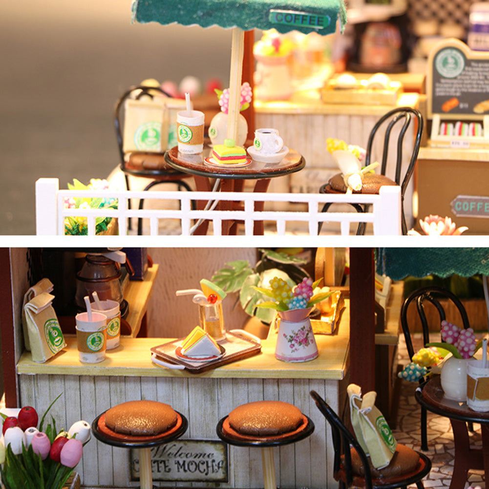 Miniature LED Coffee Store Doll House Model Toy G383296