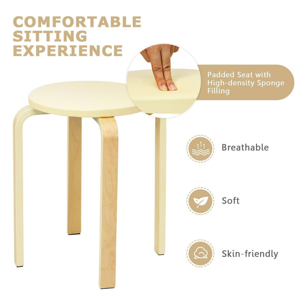 Beige Bentwood Round Stool Set of 4 U909624
