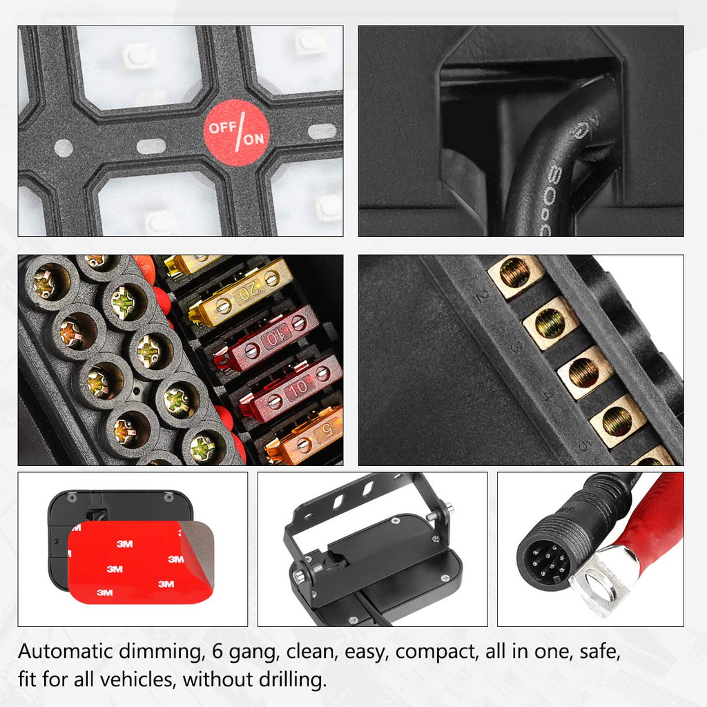 6 Gang Switch Panel Automatic Dimmable Touch Switch Box W12681