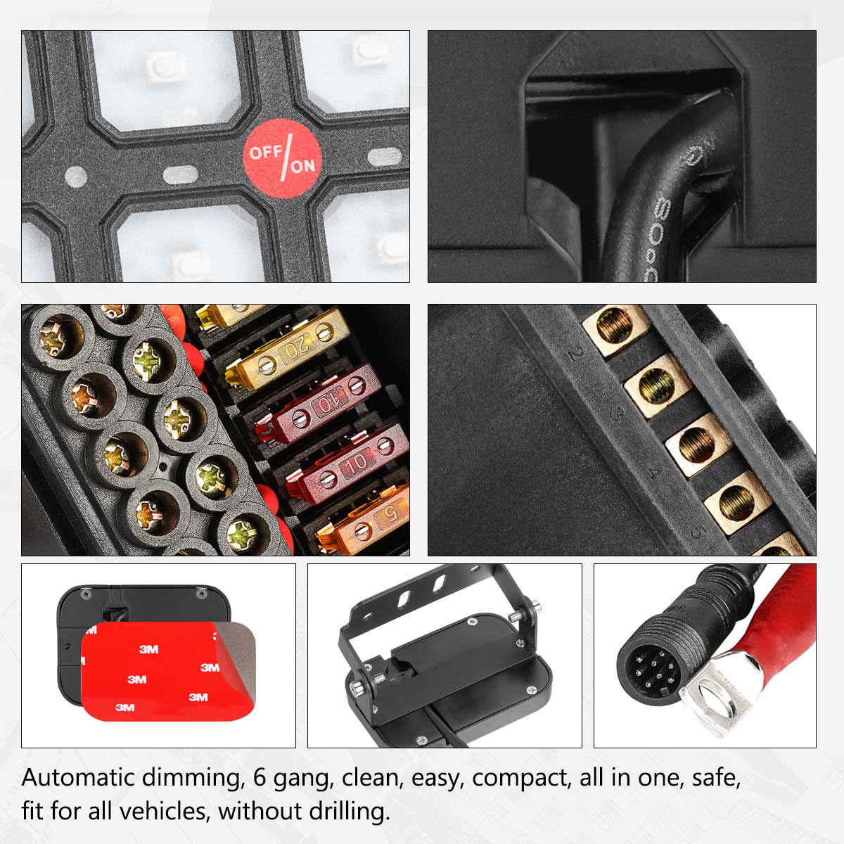 6 Gang Switch Panel Automatic Dimmable Touch Switch Box W12681