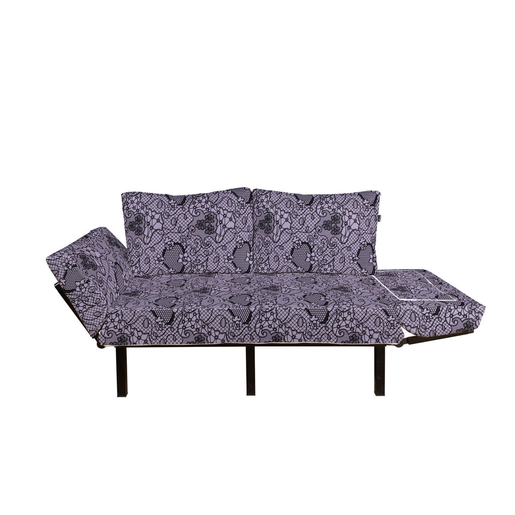 Lilac Black Upholstered Futon Couch with Metal Frame R10232