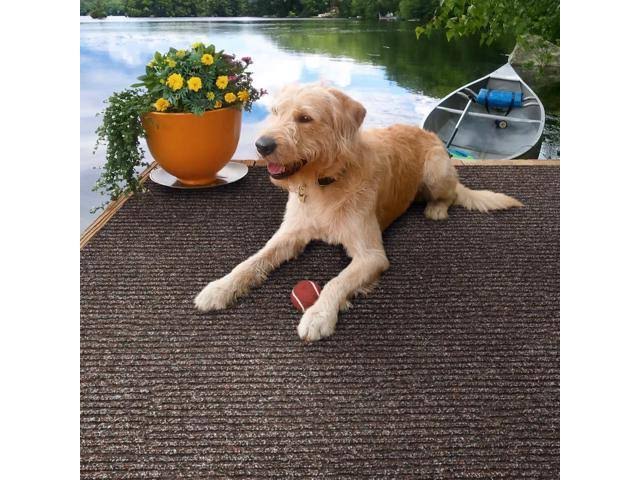 Heavy-Duty Ribbed Indoor/Outdoor Carpet with Rubber Marine Backing - Tuscan Brown 6 x 20 O3867