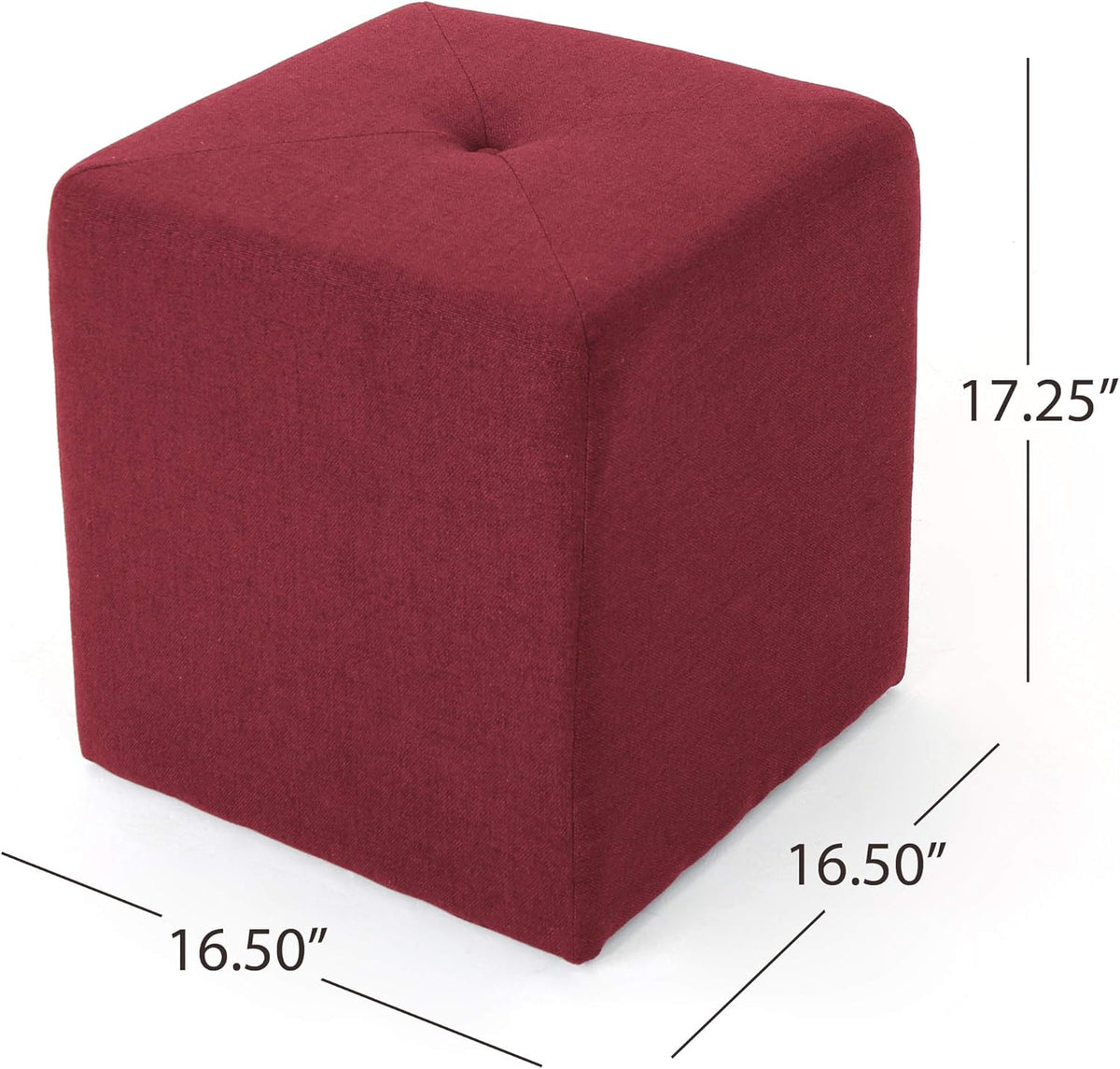 Deep Red Fabric Square Ottoman Pack of 2 A1081