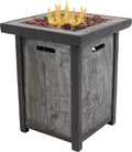 Square Outdoor Propane Gas Fire Pit Table with Weathered Wood Look - 25 Inches Tall L752