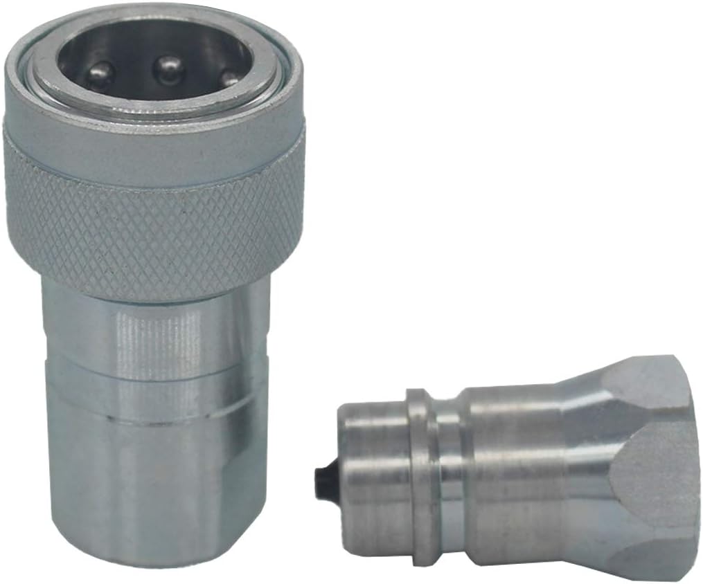 2-Sets 1/4'' Ag ISO5675 Carbon Steel Hydraulic Quick Disconnect Coupling with Dust Cap O966