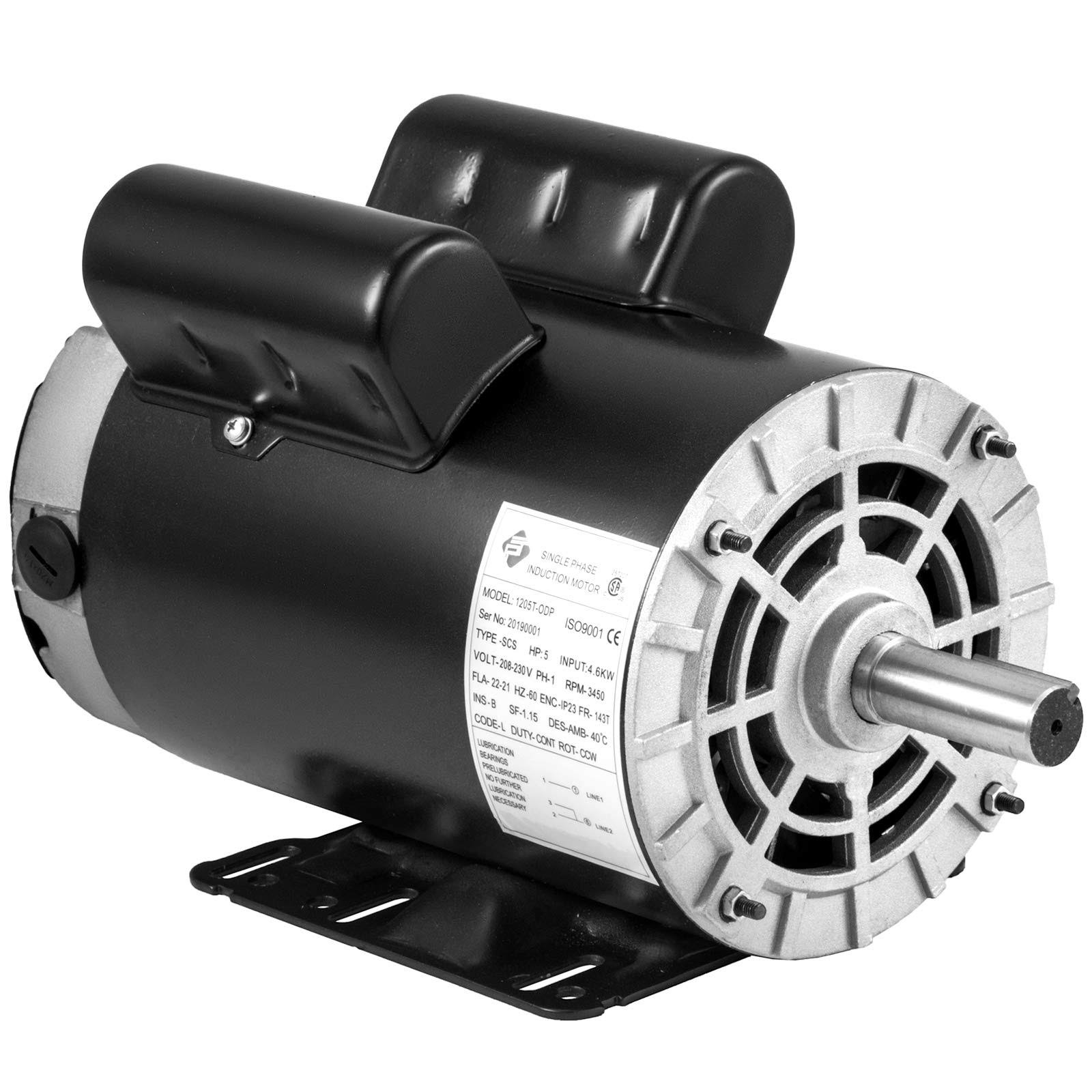 5HP Single Phase 3450 RPM 60Hz AC Motor 143T Frame Air Compressor Motor 230V S722