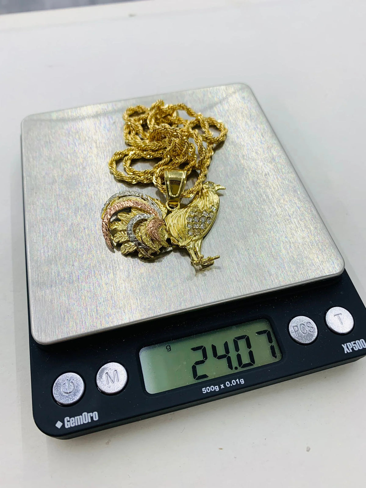 18K Gold Filled Chicken Rooster Pendant Necklace 24" E711345