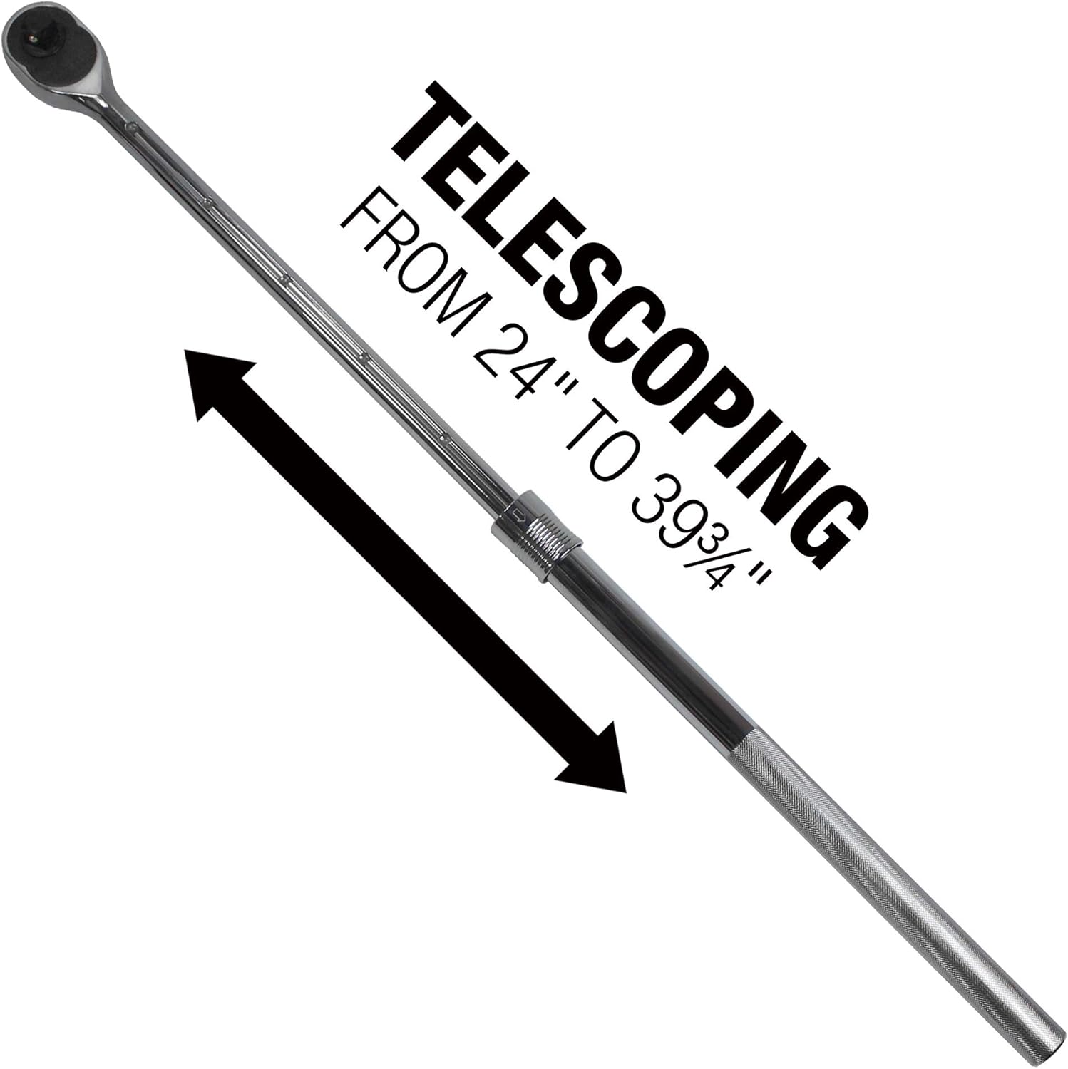 3/4" Drive Extendable Ratchet with Reinforced Steel Telescoping Locking Shaft M1334