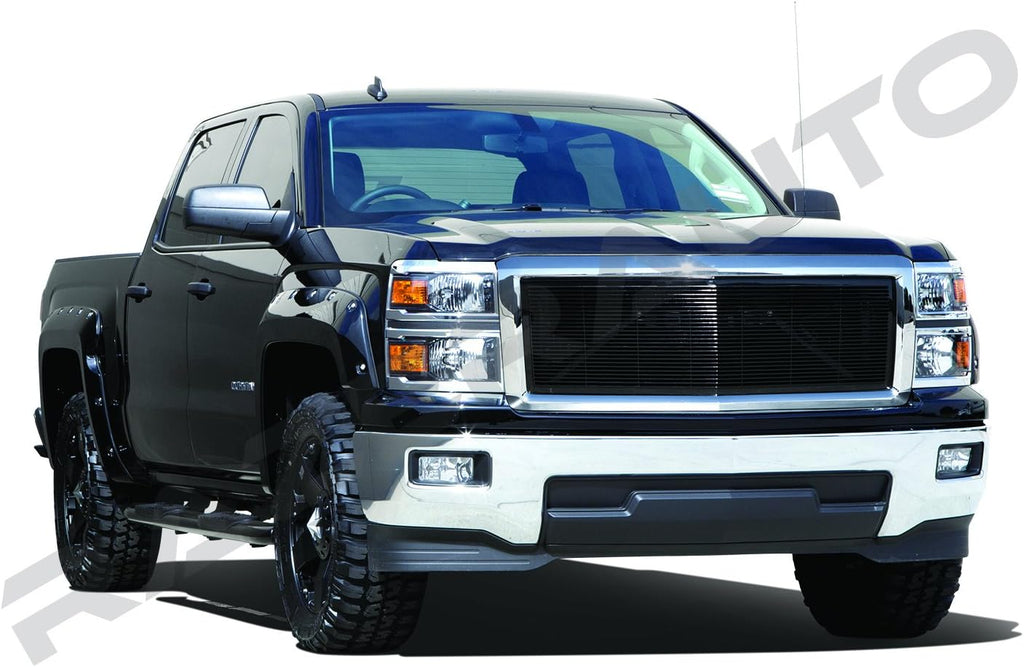 Chrome Plate Outer Shell with Gloss Black Billet Grille Replacement Grille Shell for 2014-2015 Chevy Silverado 1500 L9249