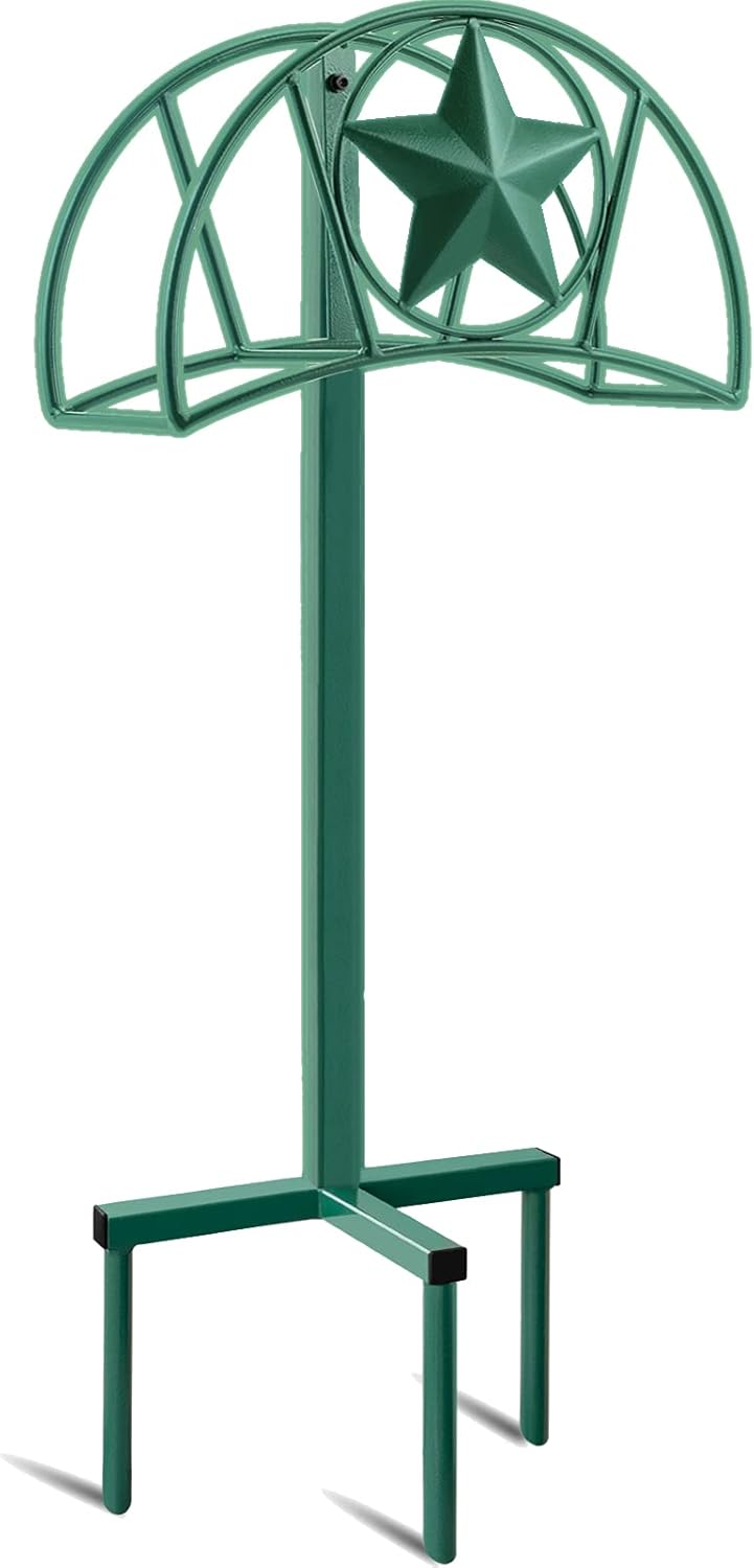 White Freestanding Metal Garden Hose Holder with Ground Stakes, Pack of 2 J749