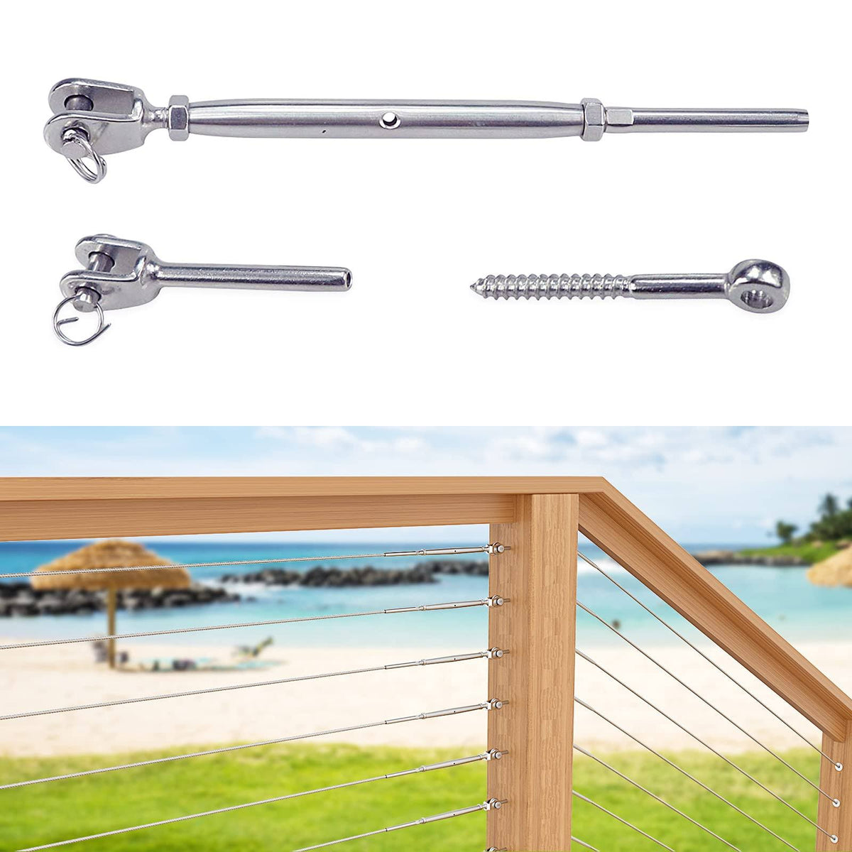 20 Set Stainless Steel Cable Railing Kits X26865