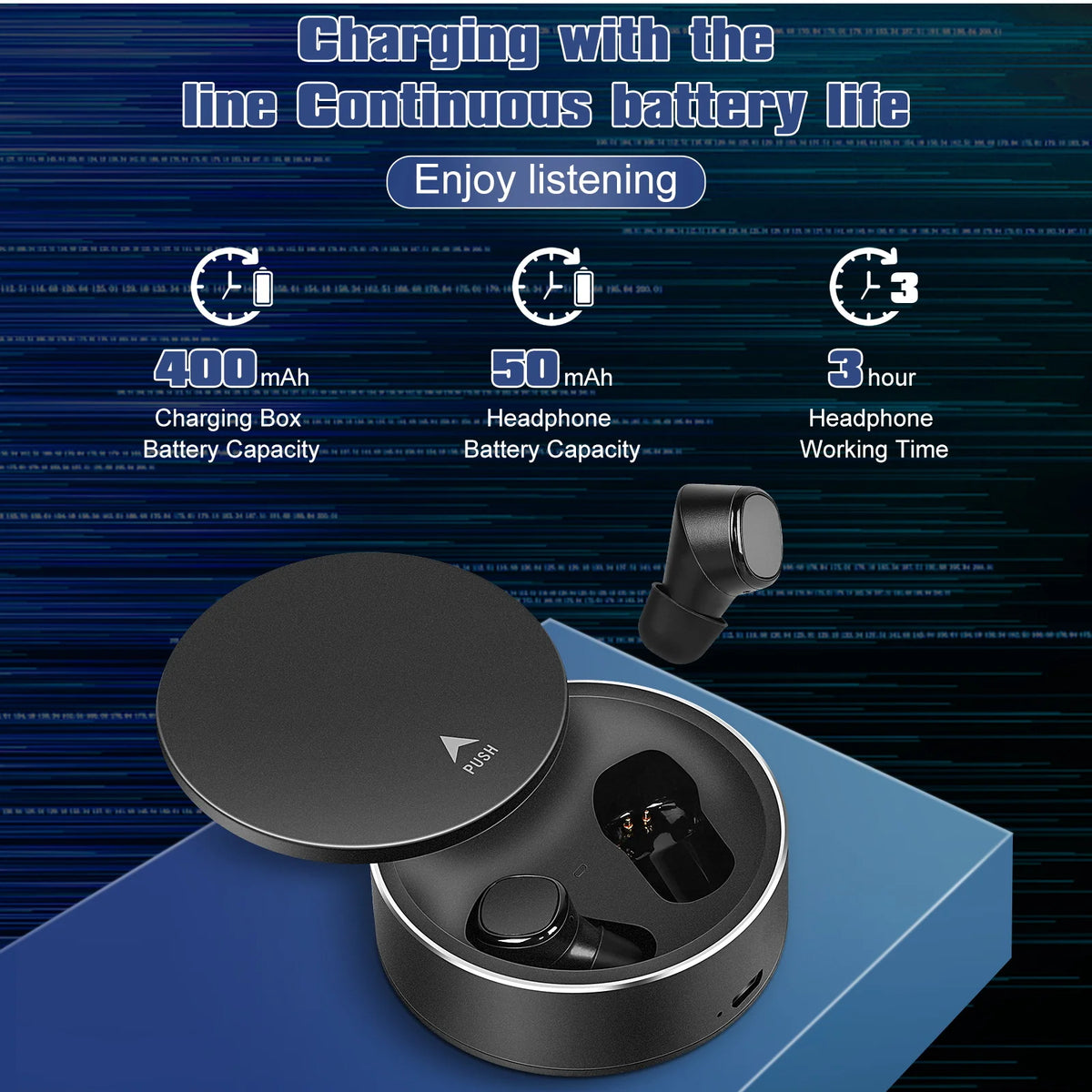 True Wireless Earbuds IPX5 Waterproof Touch Control with Mic - Black N884