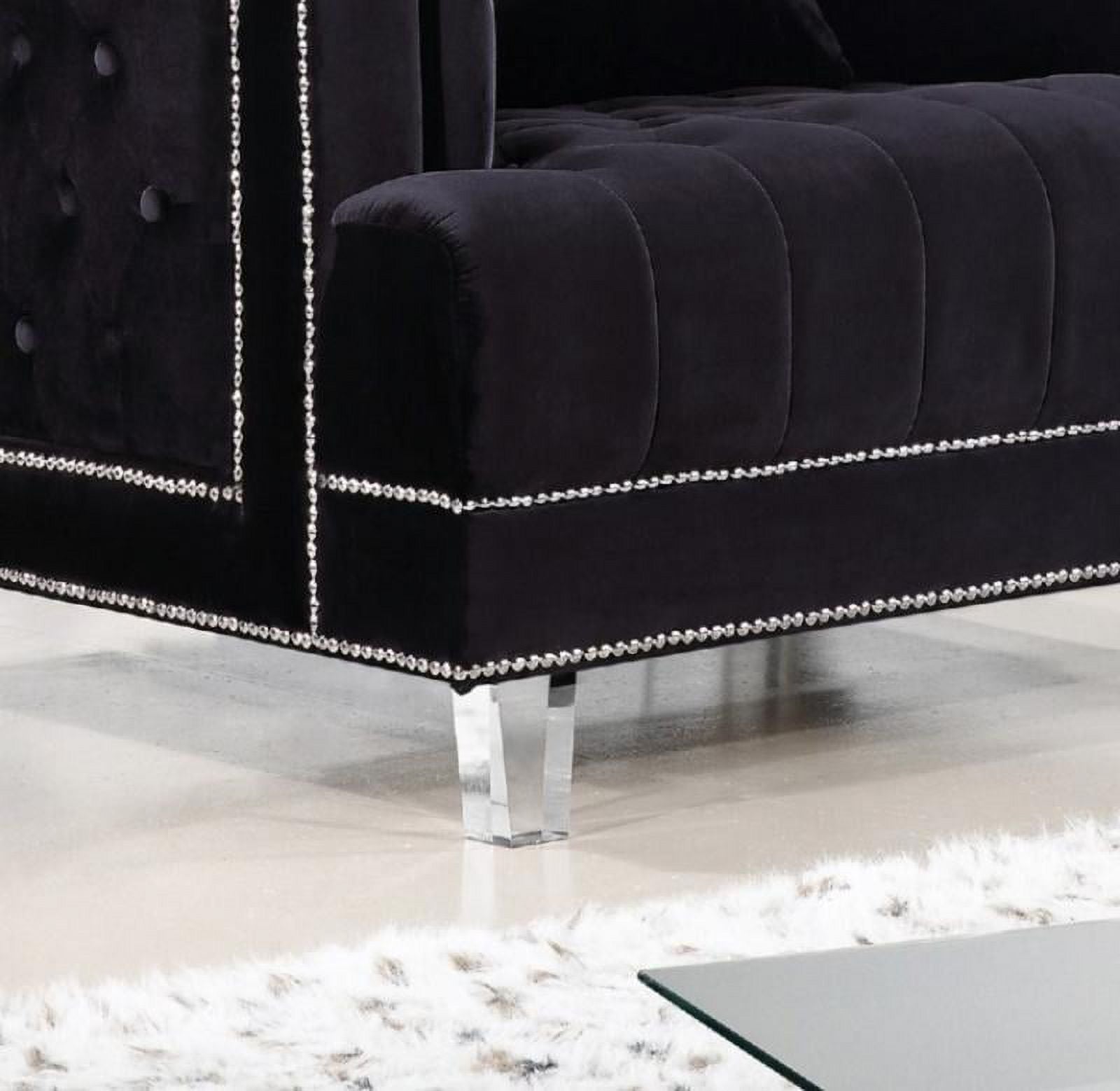 Black Velvet Fabric Acrylic Legs Set 2Pcs X6737
