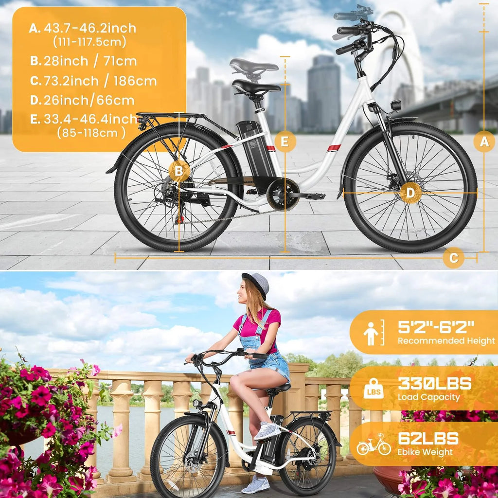 26 in. Electric Bicycle 500W 48V 7 Speed Gears Ebike Y668