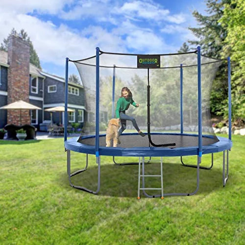 Blue 10 feet Round Trampoline with Safety Net Enclosure and Vinyl Pad A637