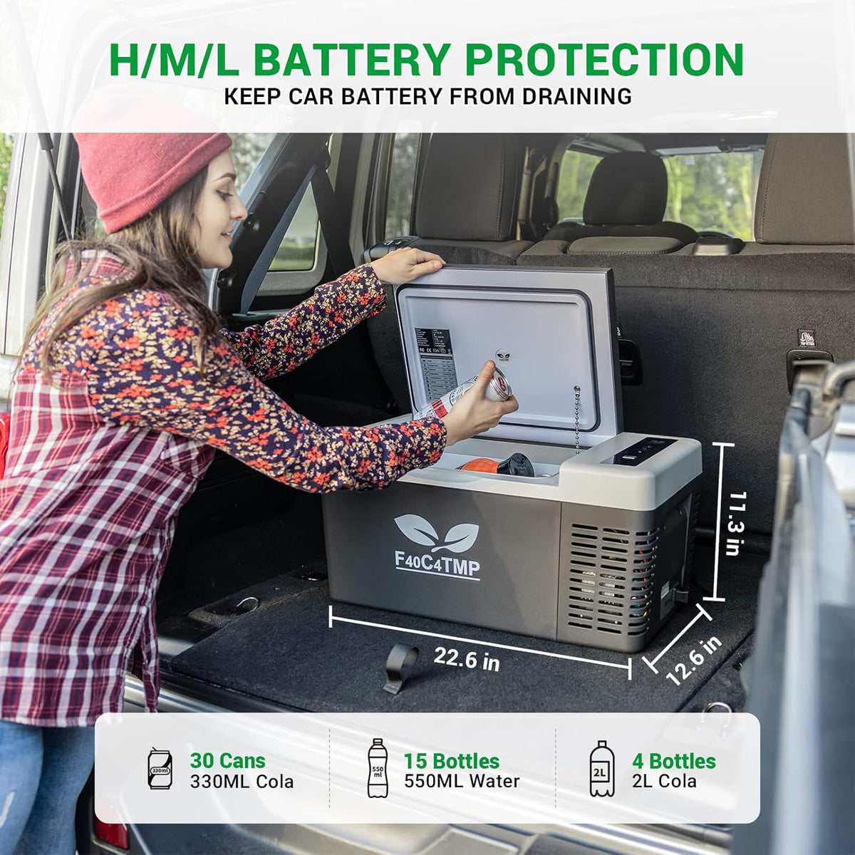 Portable Refrigerator 20 Quart 12 Volt Freezer 18L Car Fridge With Compressor I62559