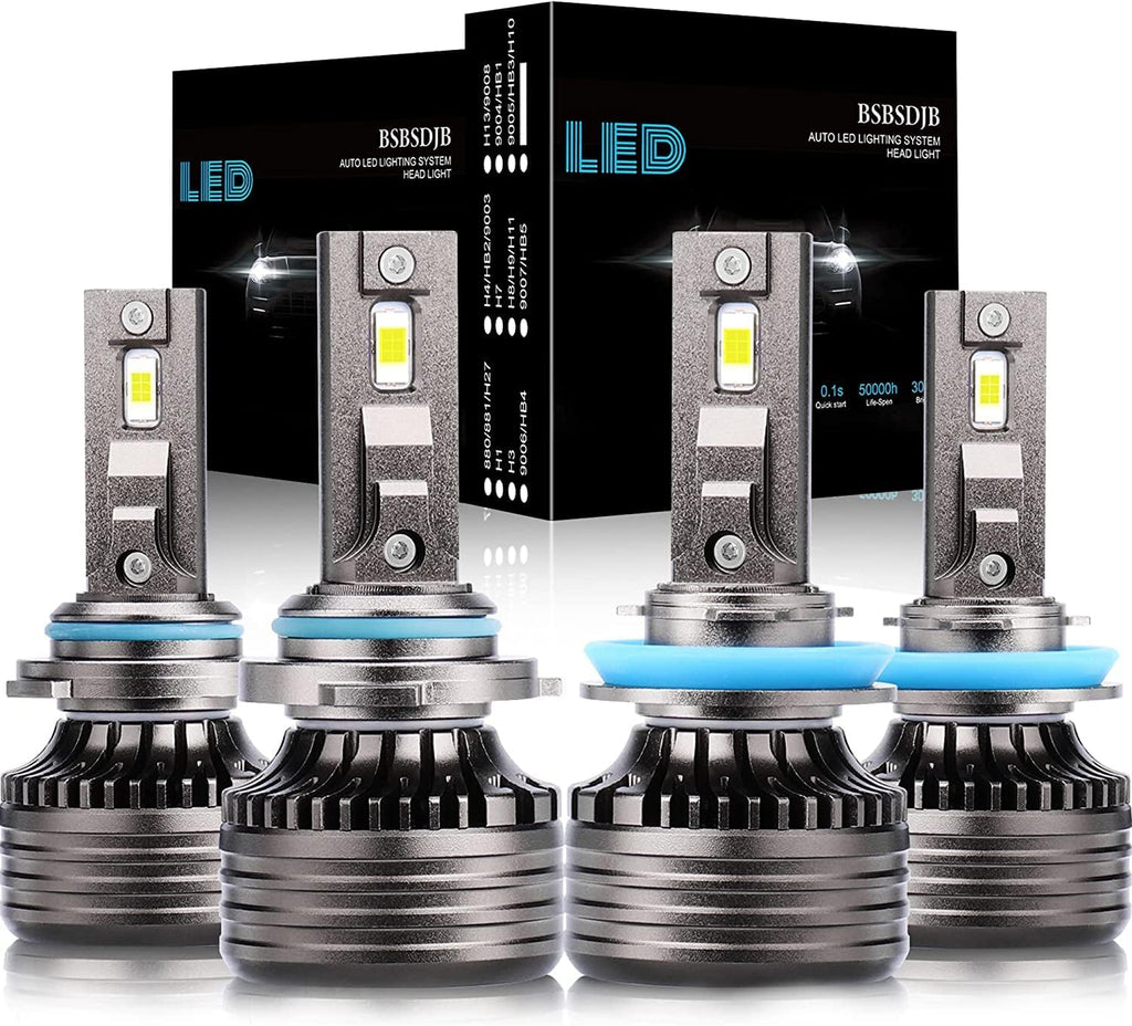 9005 High Beam + H11 Low Beam LED Headlight Bulbs, 6000K Cool White, Pack of 4 E248