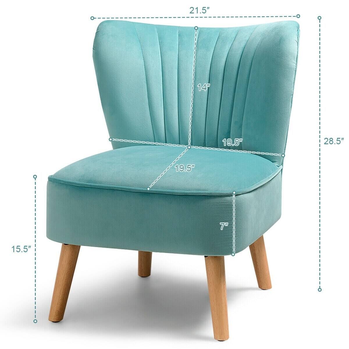 Green Velvet Armless Accent Chair L798