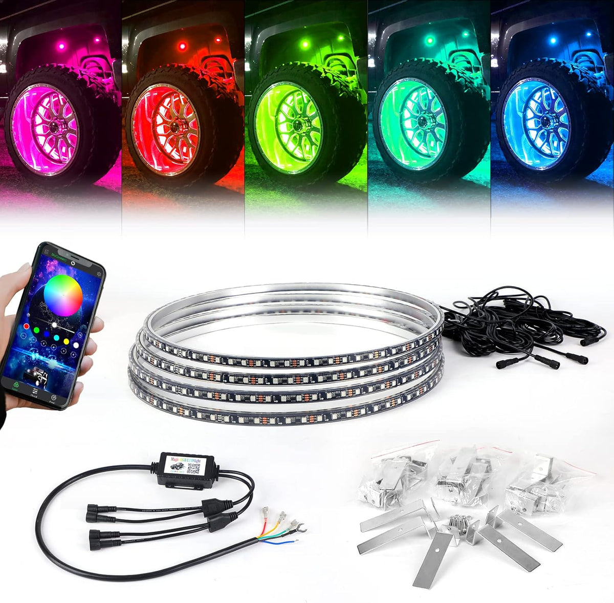 15.5 inch RGB LED Wheel Ring Light Kit 4PCS P3401