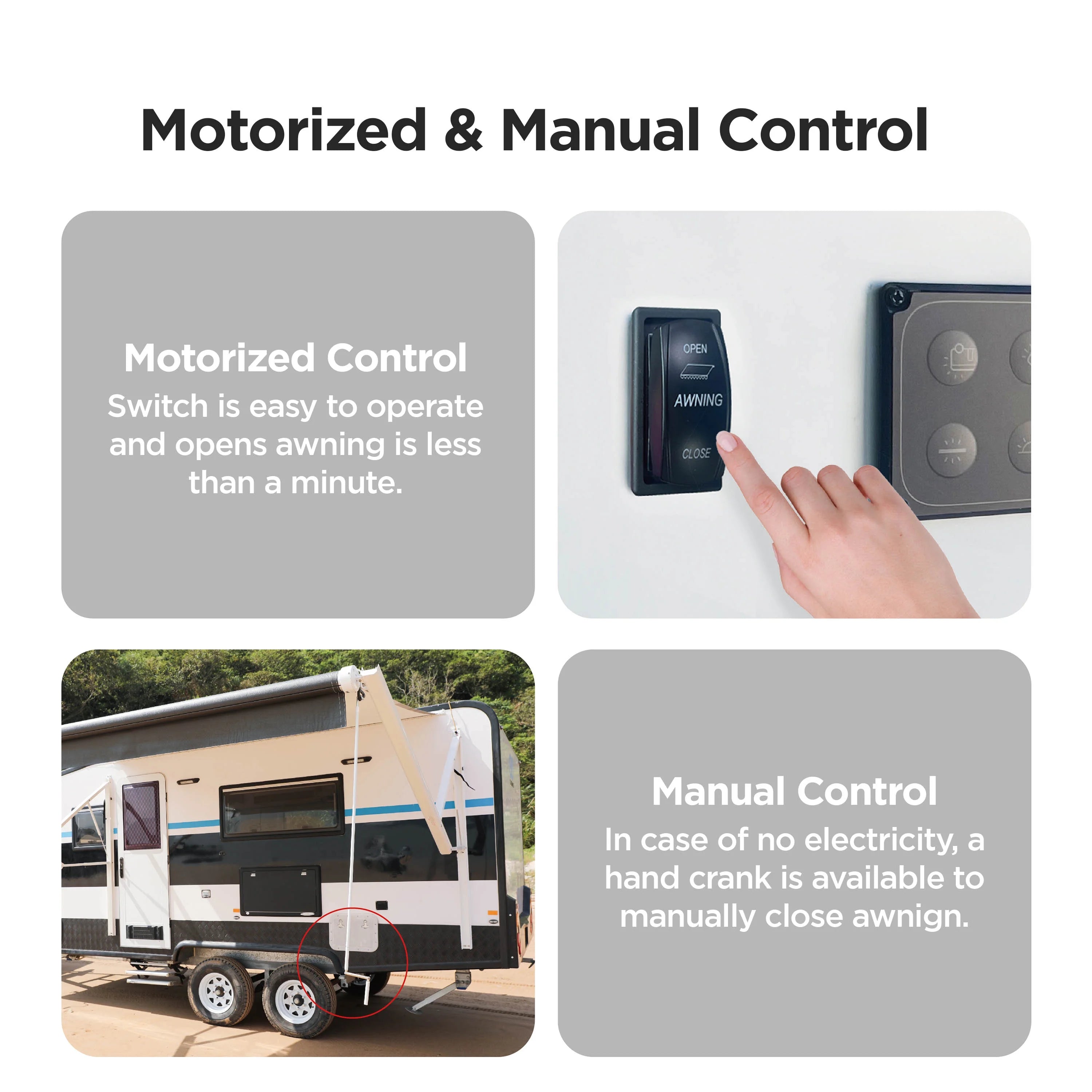 Retractable Motorized 20'X8' RV Patio Canopy Awning Black J255999